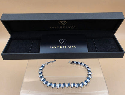 IMPERIUM Lab/Simulated Stones /Sterling Silver Plated 7"Tennis Bracelet