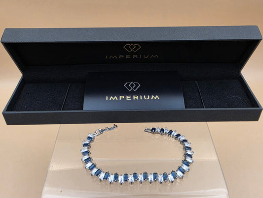 IMPERIUM Lab/Simulated Stones /Sterling Silver Plated 7"Tennis Bracelet