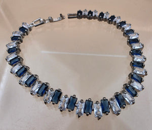 IMPERIUM Lab/Simulated Stones /Sterling Silver Plated 7"Tennis Bracelet