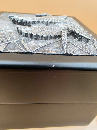 Vintage Duck Unlimited "Sponsorship Gift" Dark Wood/Pewter Top Watch/Jewelry Box 3.5" x 3.5"