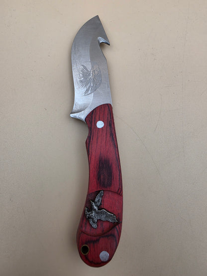 Wooden Handle Eagle Knife with Sheath