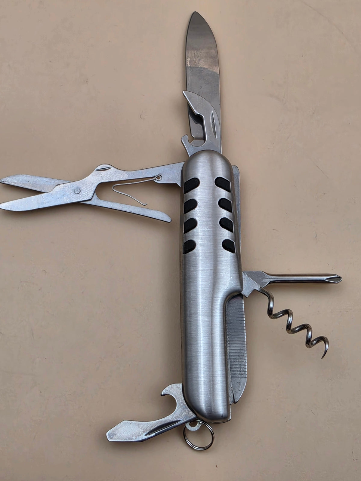 Stainless Steel Multi Use 3.5" Tool/Keychain/ Knife/Scissors/Corkscrew/Flat and Phillips Screwdriver/Nail File/Can Opener