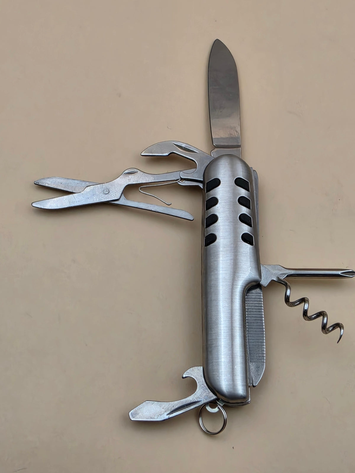 Stainless Steel Multi Use 3.5" Tool/Keychain/ Knife/Scissors/Corkscrew/Flat and Phillips Screwdriver/Nail File/Can Opener