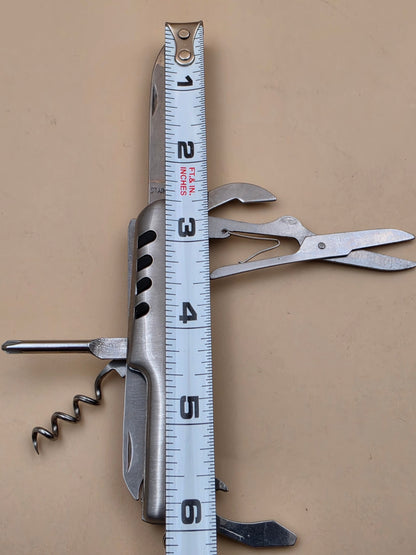 Stainless Steel Multi Use 3.5" Tool/Keychain/ Knife/Scissors/Corkscrew/Flat and Phillips Screwdriver/Nail File/Can Opener