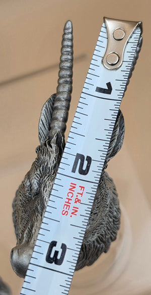 Pewter/Glass Goat Head Set of 2 Shot Glasses