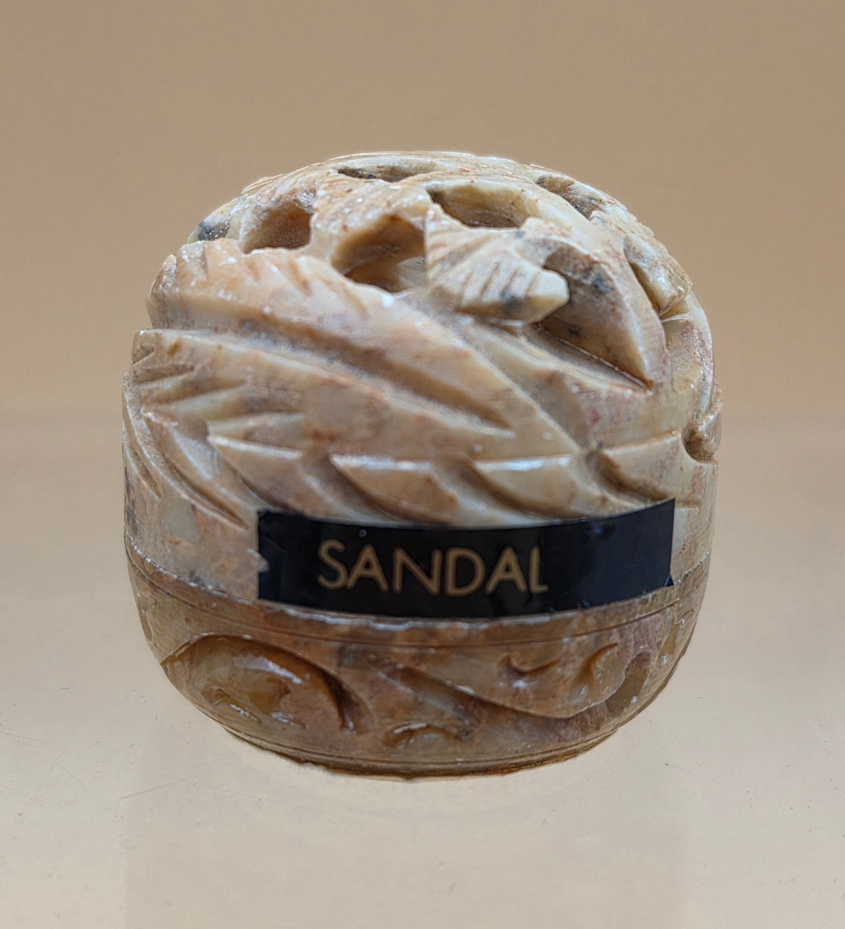 SONG OF INDIA Handmade Carved Stone Jar/Solid Natural Perfume Made of Beeswax(Empty)