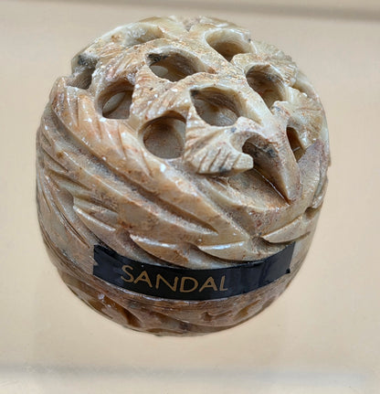 SONG OF INDIA Handmade Carved Stone Jar/Solid Natural Perfume Made of Beeswax(Empty)