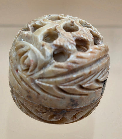 SONG OF INDIA Handmade Carved Stone Jar/Solid Natural Perfume Made of Beeswax(Empty)