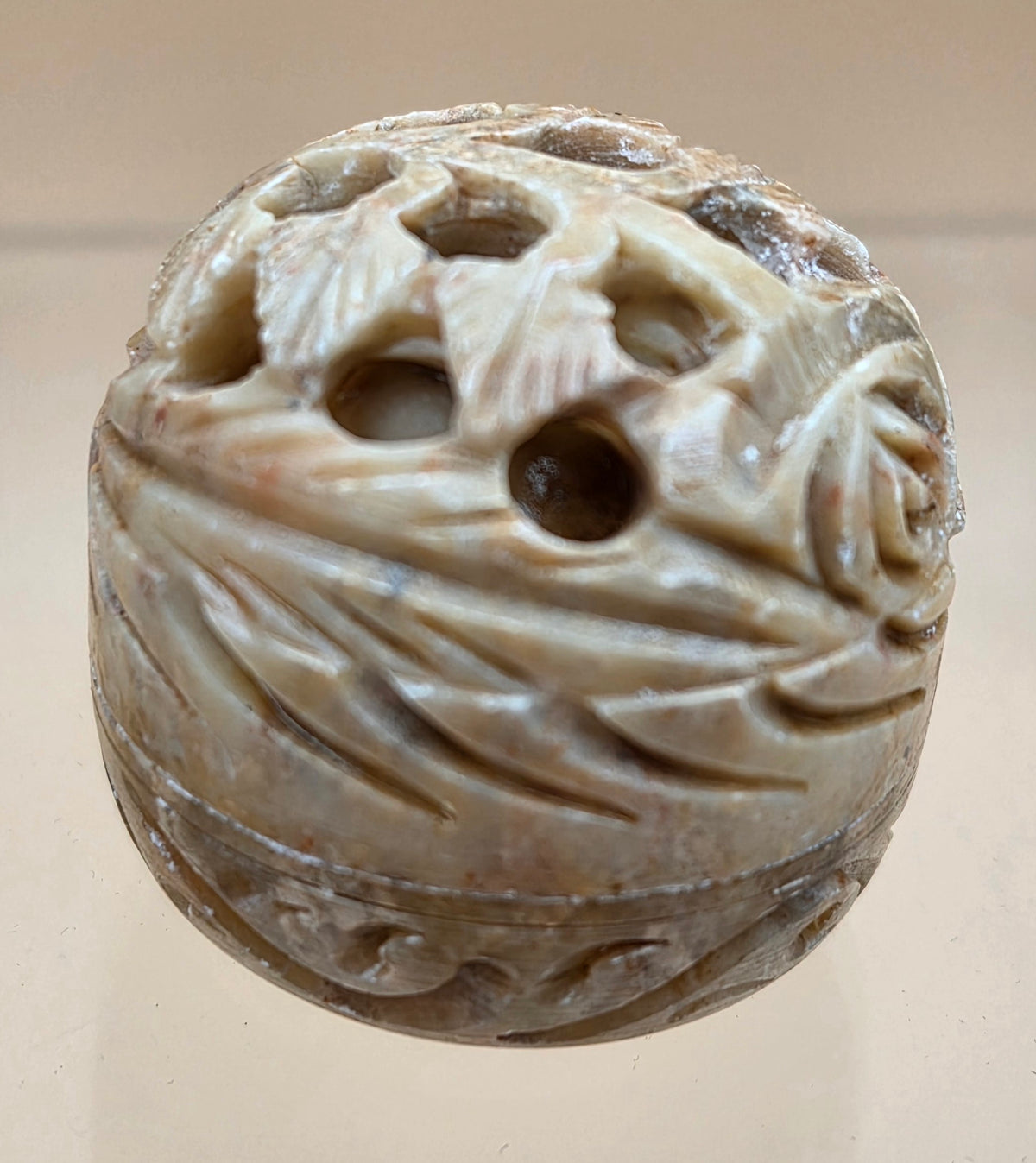 SONG OF INDIA Handmade Carved Stone Jar/Solid Natural Perfume Made of Beeswax(Empty)