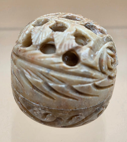 SONG OF INDIA Handmade Carved Stone Jar/Solid Natural Perfume Made of Beeswax(Empty)