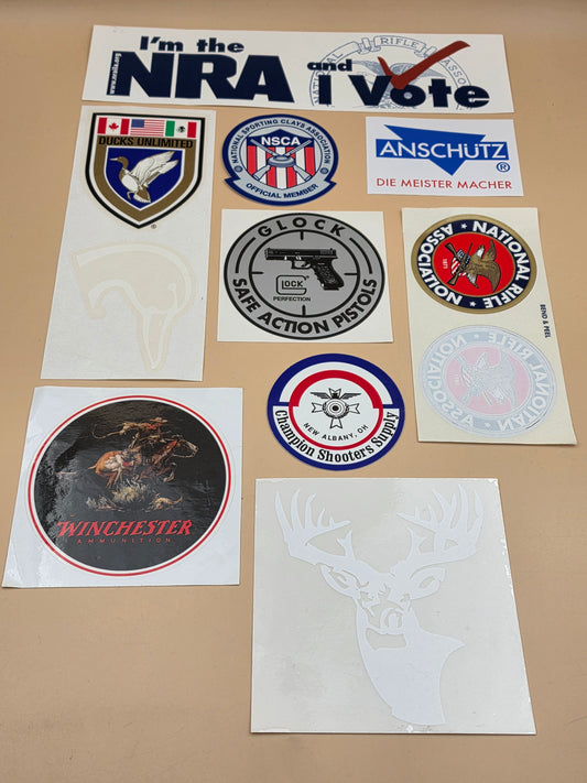 NRA/WINCHESTER/GLOCK and More Lot Of 9 Bumper Stickers