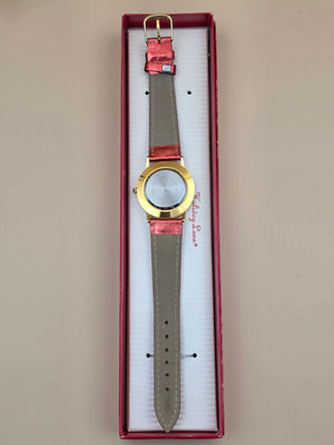 Vintage Santa Claus Festive Novelty Watch With Free Moving Rhinestones in Face
