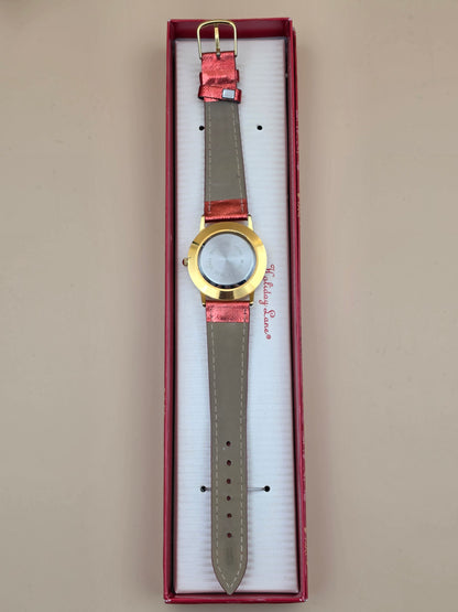Vintage Santa Claus Festive Novelty Watch With Free Moving Rhinestones in Face