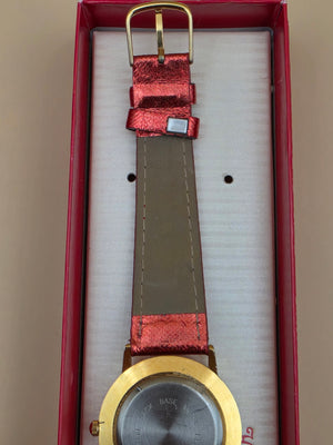 Vintage Santa Claus Festive Novelty Watch With Free Moving Rhinestones in Face