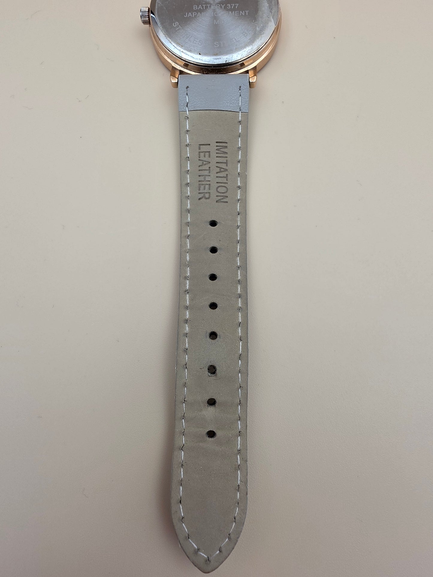 Gray Faux Leather/Plaid Dial/Rose Gold Bezel Vintage Women's Watch