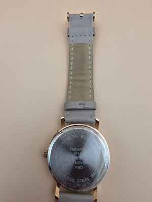 Gray Faux Leather/Plaid Dial/Rose Gold Bezel Vintage Women's Watch