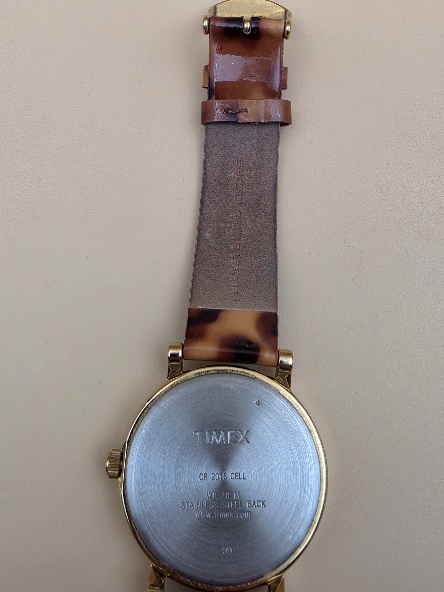 TIMEX Tortoise Print/ Gold Tone Model T2P237 Vintage Women's Watch