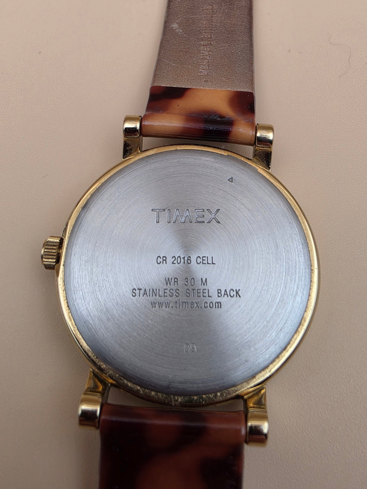 TIMEX Tortoise Print/ Gold Tone Model T2P237 Vintage Women's Watch