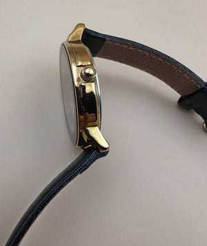 ANNE KLEIN LION LOGO Model 10/1058BKBK Black and Gold Plated Vintage Women's Watch
