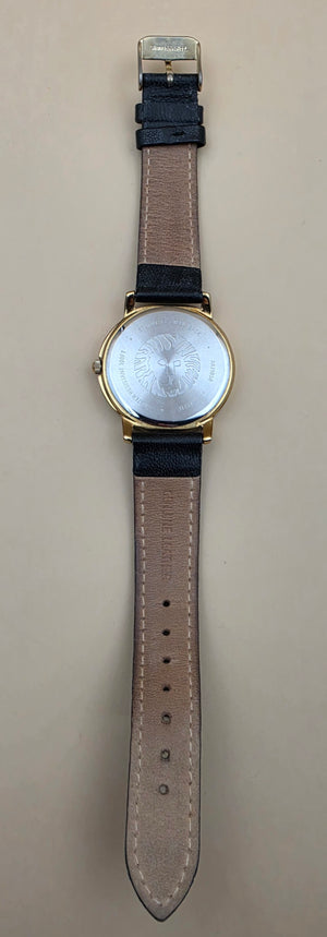 ANNE KLEIN LION LOGO Model 10/1058BKBK Black and Gold Plated Vintage Women's Watch