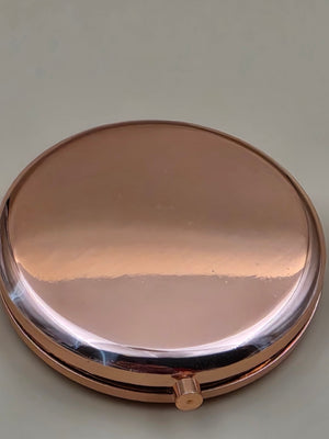 Rose Gold Tone 1x and 2x Magnification Pocket Mirror Compact /Happy 80th Birthday