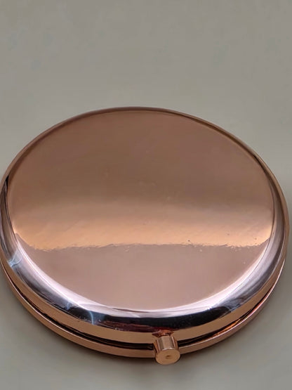 Rose Gold Tone 1x and 2x Magnification Pocket Mirror Compact /Happy 80th Birthday