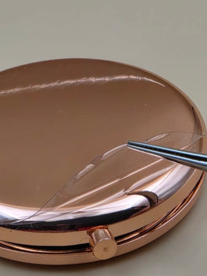 Rose Gold Tone 1x and 2x Magnification Pocket Mirror Compact /Happy 80th Birthday