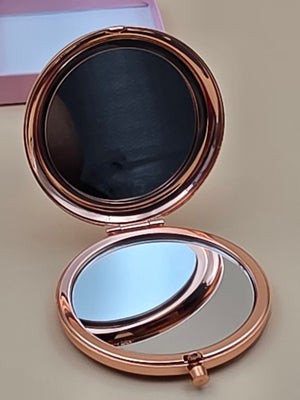 Rose Gold Tone 1x and 2x Magnification Pocket Mirror Compact /Happy 80th Birthday