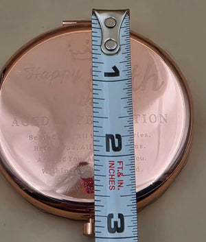 Rose Gold Tone 1x and 2x Magnification Pocket Mirror Compact /Happy 80th Birthday