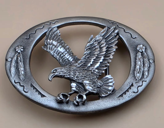 Pewter 1997 Vintage Hand Cut Attack Eagle Belt Buckle