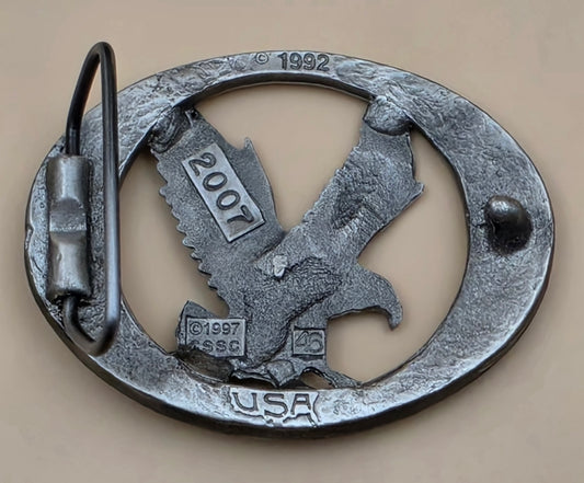 Pewter 1997 Vintage Hand Cut Attack Eagle Belt Buckle