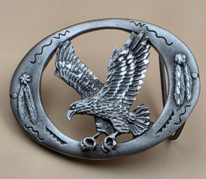 Pewter 1997 Vintage Hand Cut Attack Eagle Belt Buckle