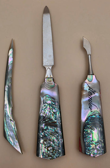 Denver, Colorado Abalone/Mother Of Pearl Manicure Advertising Souvenir Set- Nail File/Cuticle Cutter/Awl