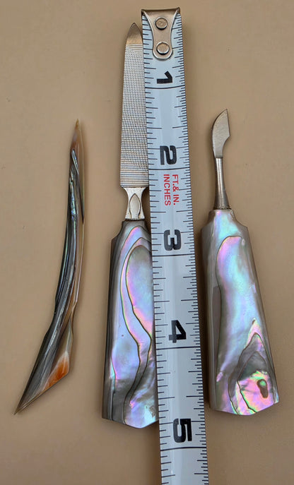 Denver, Colorado Abalone/Mother Of Pearl Manicure Advertising Souvenir Set- Nail File/Cuticle Cutter/Awl