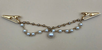 Gold Tone/Faux Black and White Pearl Sweater Clip