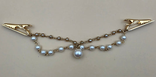 Gold Tone/Faux Black and White Pearl Sweater Clip