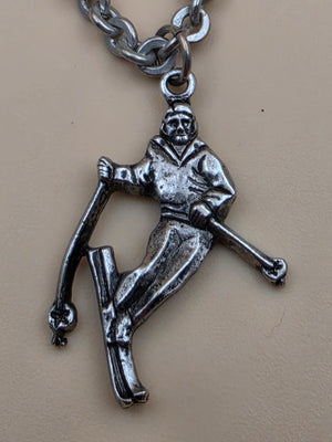 Pewter Finished Skier Charm/ Vintage 1950's-60's Sweater Clip