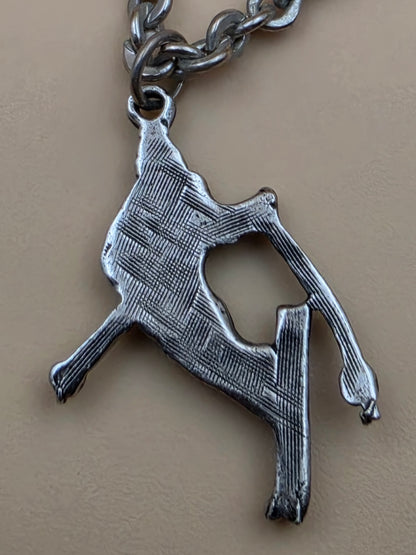 Pewter Finished Skier Charm/ Vintage 1950's-60's Sweater Clip