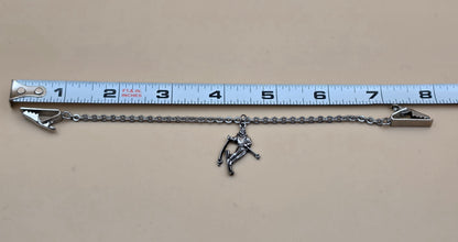 Pewter Finished Skier Charm/ Vintage 1950's-60's Sweater Clip