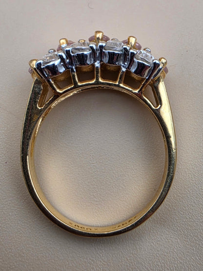 EDCO TAIWAN Sterling Silver/Gold Plated Vintage 1980's CZ Stones Ring Size 8