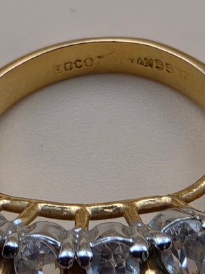 EDCO TAIWAN Sterling Silver/Gold Plated Vintage 1980's CZ Stones Ring Size 8