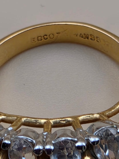 EDCO TAIWAN Sterling Silver/Gold Plated Vintage 1980's CZ Stones Ring Size 8