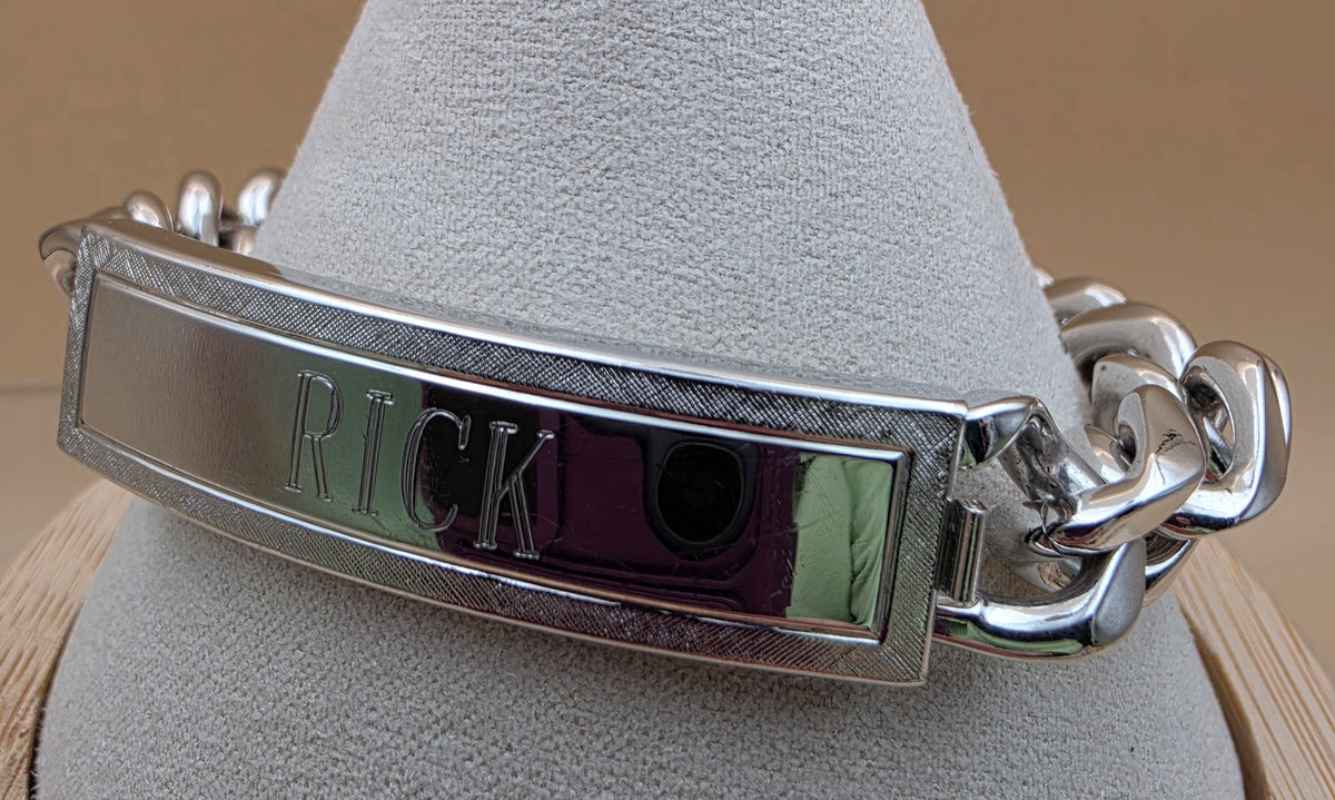 SPEIDEL USA Cuban Link Peersonalized "Rick" "Love Lisa" Stainless Steel 8.5"Bracelet