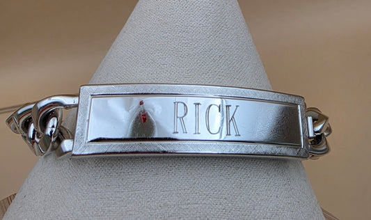 SPEIDEL USA Cuban Link Peersonalized "Rick" "Love Lisa" Stainless Steel 8.5"Bracelet