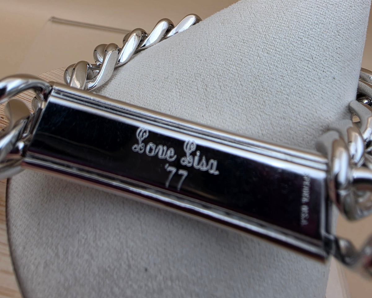 SPEIDEL USA Cuban Link Peersonalized "Rick" "Love Lisa" Stainless Steel 8.5"Bracelet