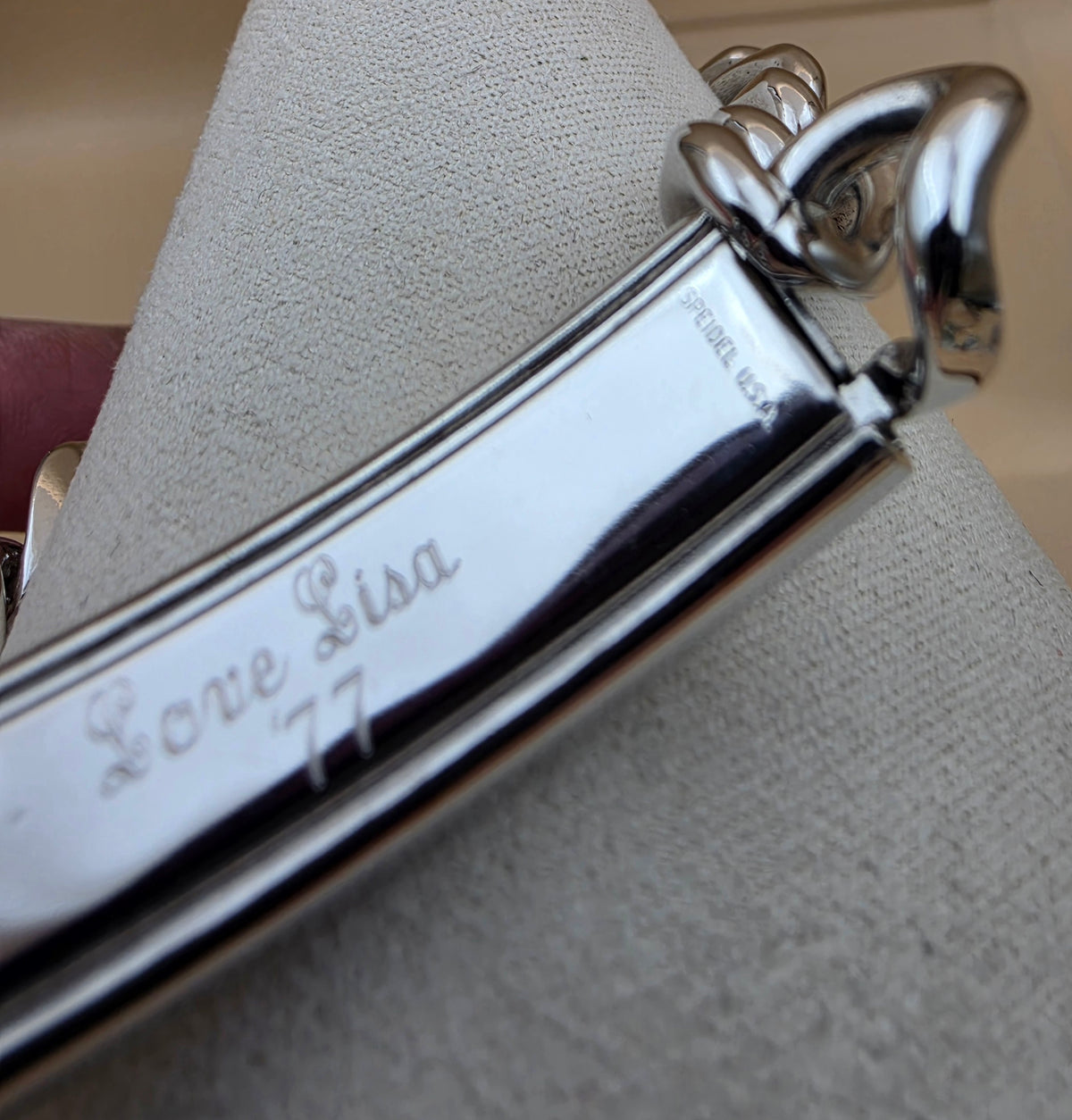 SPEIDEL USA Cuban Link Peersonalized "Rick" "Love Lisa" Stainless Steel 8.5"Bracelet