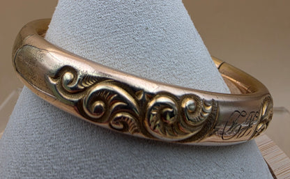 FM CO. Gold Filled Victorian Era Vintage 6.5"Cuff Bracelet