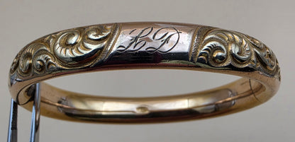 FM CO. Gold Filled Victorian Era Vintage 6.5"Cuff Bracelet