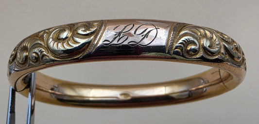 FM CO. Gold Filled Victorian Era Vintage 6.5"Cuff Bracelet