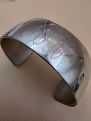 Pewter PAI Monogrammed "T.S.H" 1980's Vintage 7" Bracelet